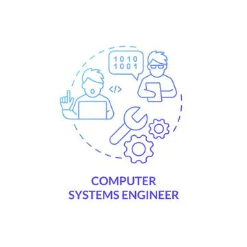 Computer systems engineer blue gradient concept icon Stock Illustration