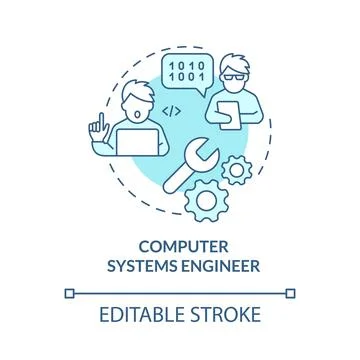 Computer systems engineer turquoise concept icon Stock Illustration