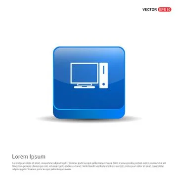 Computer Sysytem Icon - 3d Blue Button Stockillustratie