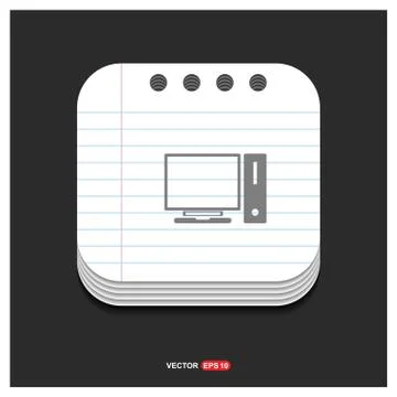Computer Sysytem Icon Gray icon on Notepad Style template Vector EPS 10 Free  イラスト素材