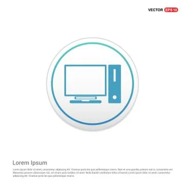 Computer Sysytem Icon - white circle button Illustrazione stock