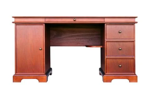 Computer table of beech wood in classic style Stock Photos