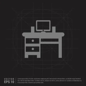 Computer Table Icon - Black Creative Background イラスト素材