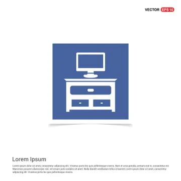 Computer Table Icon - Blue photo Frame Illustrazione stock