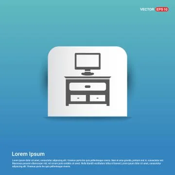 Computer Table Icon - Blue Sticker button イラスト素材