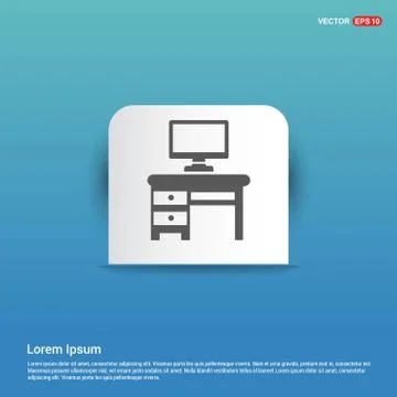 Computer Table Icon - Blue Sticker button Illustrazione stock
