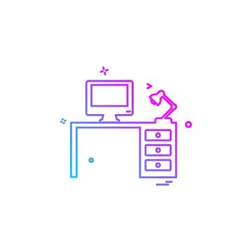 Computer table icon design vector イラスト素材