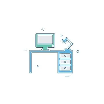 Computer table icon design vector イラスト素材