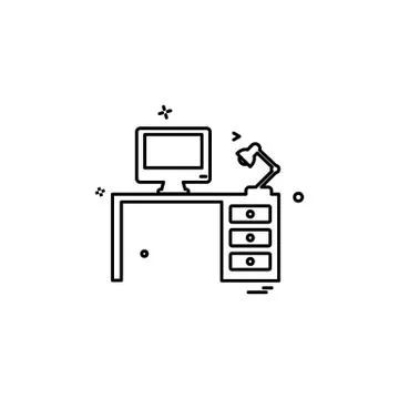 Computer table icon design vector イラスト素材