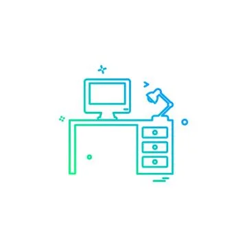 Computer table icon design vector イラスト素材
