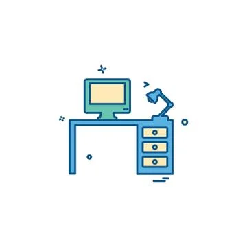 Computer table icon design vector 스톡 일러스트