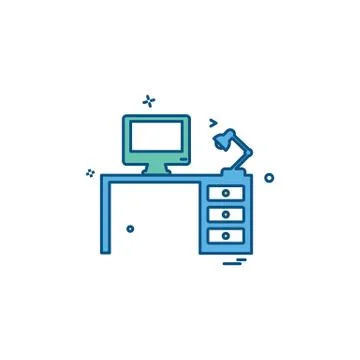 Computer table icon design vector 스톡 일러스트