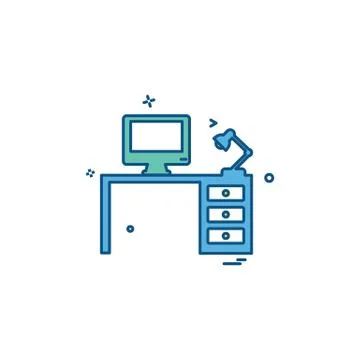 Computer table icon design vector イラスト素材