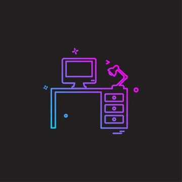 Computer table icon design vector 스톡 일러스트