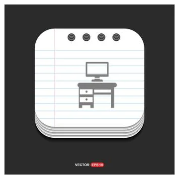 Computer Table Icon Gray icon on Notepad Style template Vector EPS 10 Free Ic イラスト素材