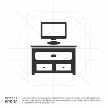 Computer Table Icon 스톡 일러스트