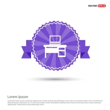 Computer Table Icon - Purple Ribbon banner イラスト素材