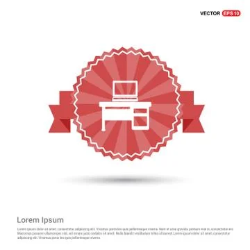 Computer Table Icon - Red Ribbon banner Stockillustratie