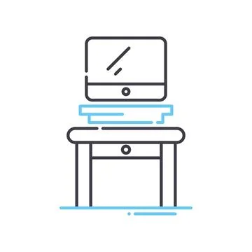 Computer table line icon, outline symbol, vector illustration, concept sign 스톡 일러스트