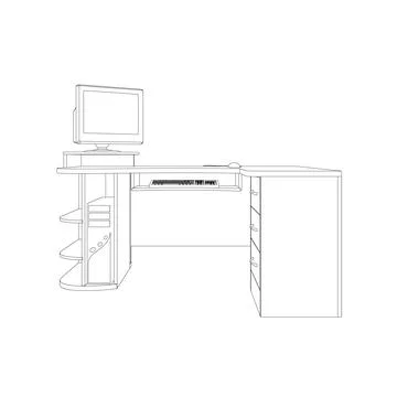 Computer-table-retro-2 Stock Illustration
