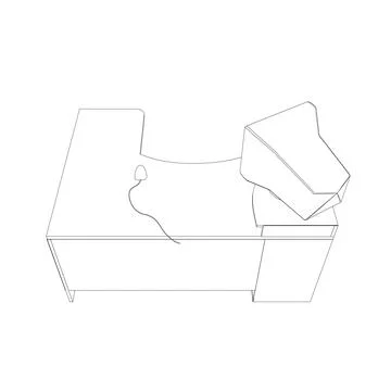 Computer-table-retro-7 Stock Illustration