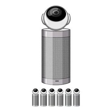 Computer table web camera cartoon vector graphic イラスト素材