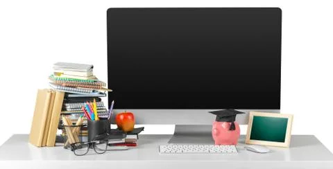 Computer on the table, workplace 写真素材