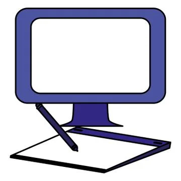 Computer with tablet and electronic pen 스톡 일러스트