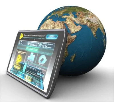 Computer tablet and land Stock Illustration