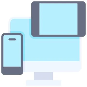 Computer tablet and mobile, Telecommuting or  remote work icon Stock Illustration