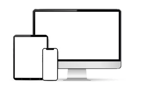 Computer with tablet and phone 库存插图