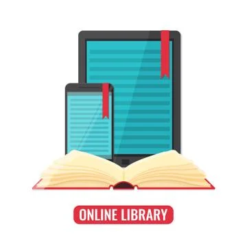 Computer tablet and smartphone with book reader application Stock Illustration