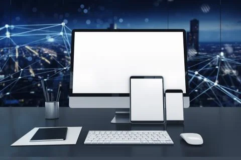 Computer, tablet and smartpone connected to internet. Concept of internet 스톡 일러스트