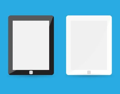 Computer tablet with blank white screen. vector realistic illustration Stock Illustration