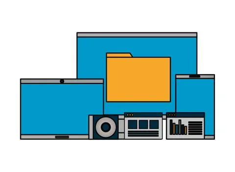 Computer tablet cellphone folder Stock Illustration