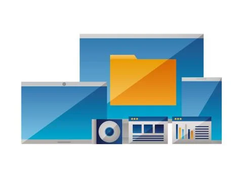 Computer tablet cellphone folder 스톡 일러스트
