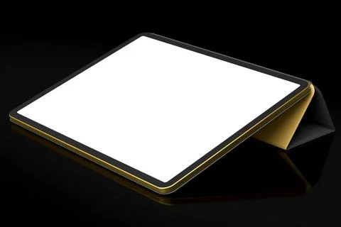 Computer tablet with cover case isolated on black background. Stock Illustration