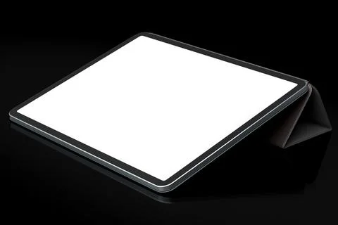 Computer tablet with cover case isolated on black background. Stock Illustration