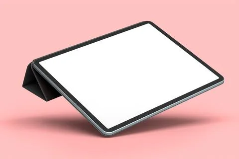 Computer tablet with cover case isolated on pink background. Stock Illustration