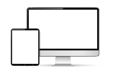 Computer with tablet mockup 库存插图