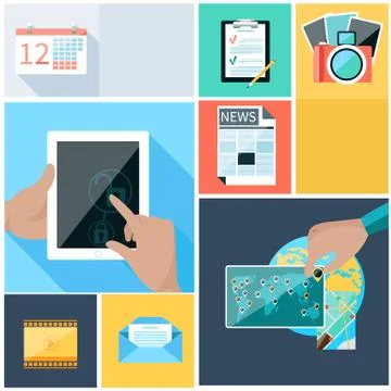 Computer tablet services, web application concept 스톡 일러스트