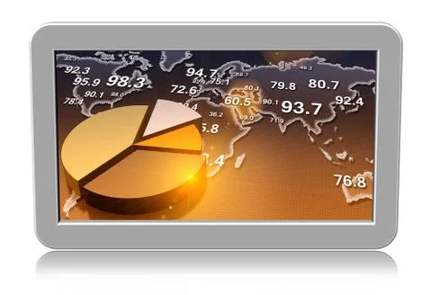 Computer tablet showing charts Illustrazione stock