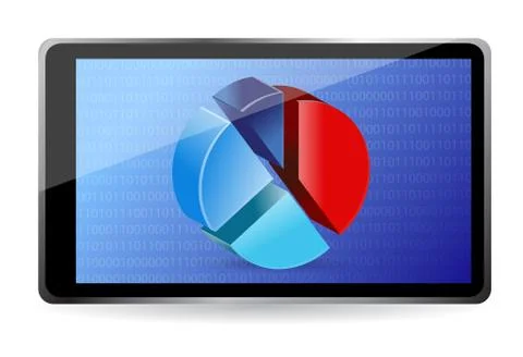 Computer tablet showing a spreadsheet and chart illustration Stock Illustration