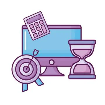 Computer with target and calculator イラスト素材