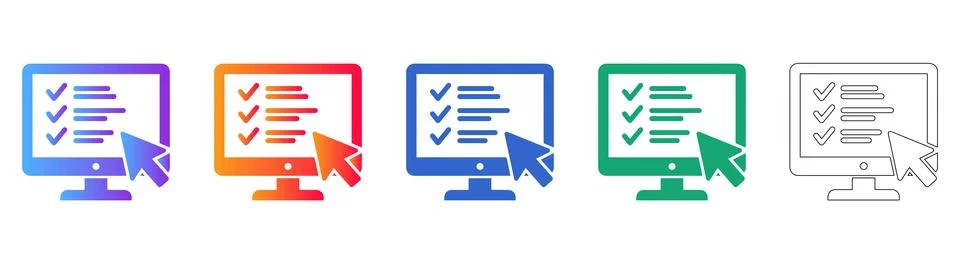 Computer Task Completion Icon Set イラスト素材