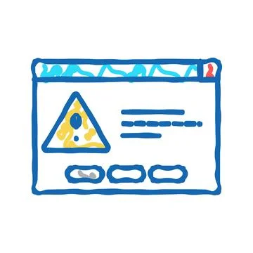 Computer task error icon doodle illustration Stock Illustration