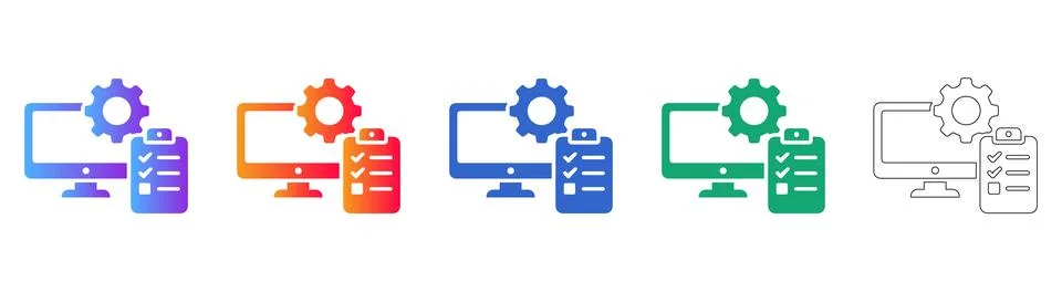 Computer Task Management Icon Set イラスト素材