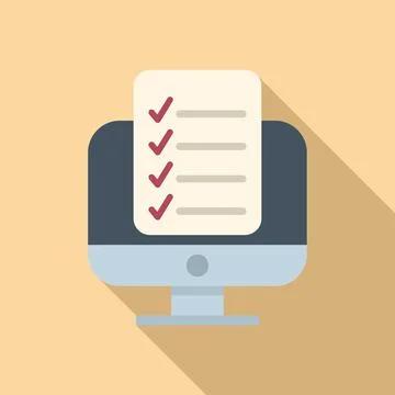 Computer task schedule icon flat vector. Event time Stock Illustration