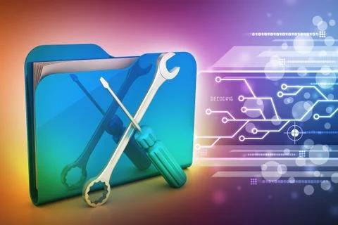 Computer technical service concept Stock Illustration