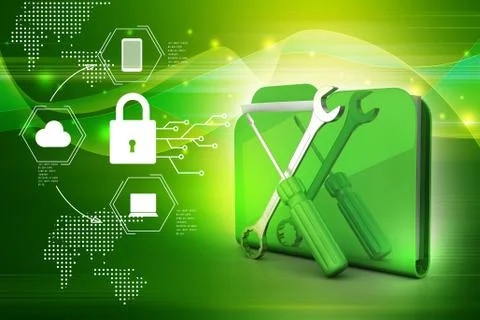 Computer technical service concept Stock Illustration